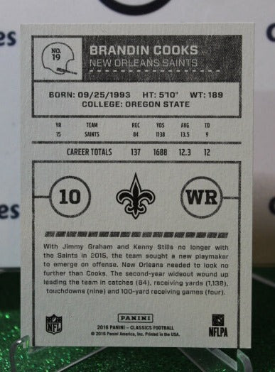 2016 PANINI CLASSICS BRANDIN COOKS # 19 NFL NEW ORLEANS SAINTS GRIDIRON CARD