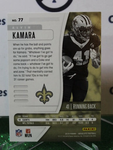 2019 PANINI ABSOLUTE ALVIN KAMARA # 77 NFL NEW ORLEANS SAINTS GRIDIRON CARD