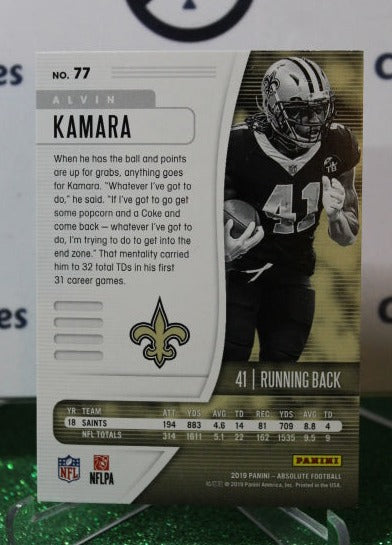 2019 PANINI ABSOLUTE ALVIN KAMARA # 77 GREEN NFL NEW ORLEANS SAINTS GRIDIRON CARD