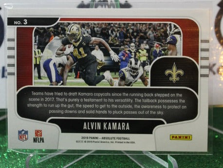 2019 PANINI ABSOLUTE ALVIN KAMARA # 3 RED ZONE NFL NEW ORLEANS SAINTS GRIDIRON CARD