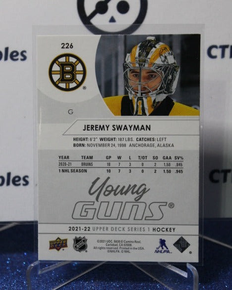 2021-22 UPPER DECK JEREMY SWAYMAN # 226 YOUNG GUNS ROOKIE BOSTON BRUINS HOCKEY CARD