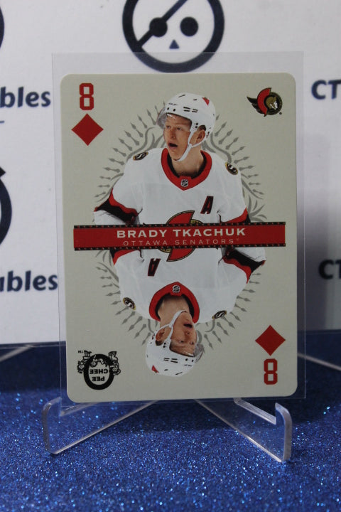 2021-22 O-PEE-CHEE BRADY TKACHUK EIGHT OF DIAMONDS OTTAWA SENATORS HOCKEY CARD