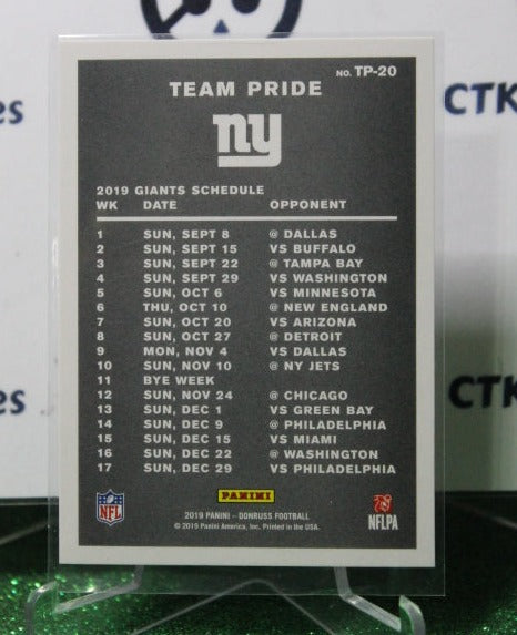 2019 PANINI DONRUSS TEAM PRIDE # TP-20 NFL NEW YORK GIANTS GRIDIRON CARD