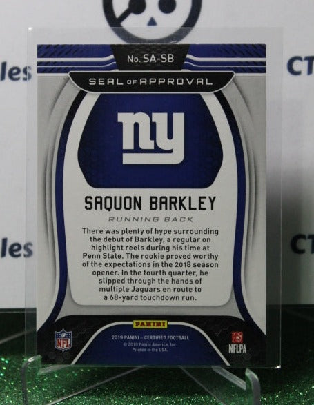 2019 PANINI CERTIFIED SAQUON BARKLEY # SA-SB SEAL OF APPROVAL NFL NEW YORK GIANTS GRIDIRON CARD