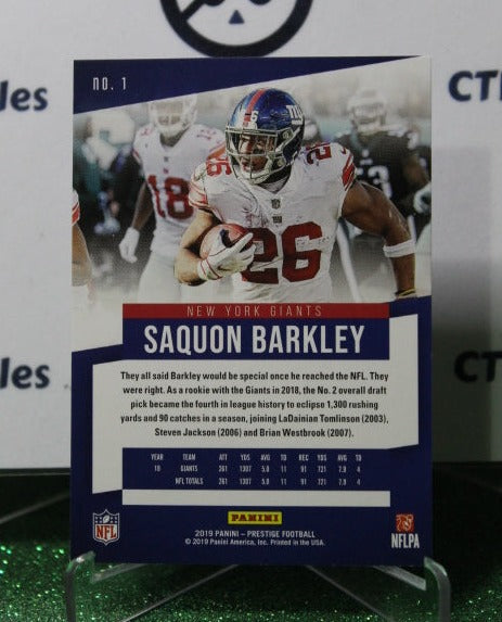 2019 PANINI PRESTIGE SAQUON BARKLEY # 1 NFL NEW YORK GIANTS GRIDIRON CARD