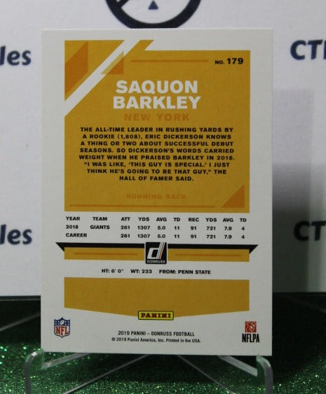 2019 PANINI DONRUSS SAQUON BARKLEY # 179 NFL NEW YORK GIANTS GRIDIRON CARD