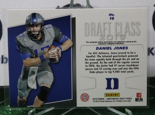 2019 PANINI CONTENDERS DANIEL JONES # 16 ROOKIE DRAFT CLASS NFL NEW YORK GIANTS GRIDIRON CARD