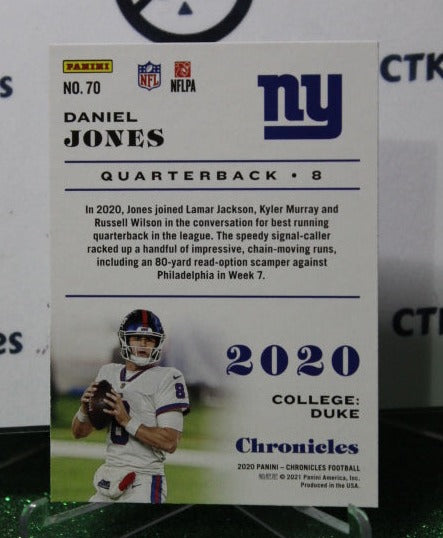 2020 PANINI CHRONICLES DANIEL JONES # 70 NFL NEW YORK GIANTS GRIDIRON CARD