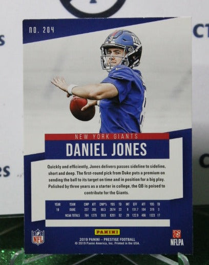 2019 PANINI PRESTIGE DANIEL JONES # 204 ROOKIE NFL NEW YORK GIANTS GRIDIRON CARD