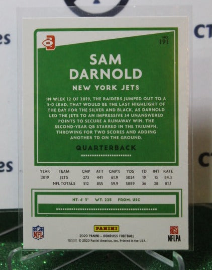 2020 PANINI DONRUSS SAM DAROLD # 191 BLUE PRESS PROOF NFL NEW YORK JETS GRIDIRON CARD