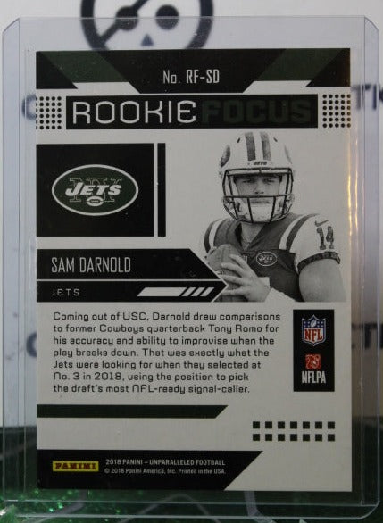 2018 PANINI UNPARALLELED SAM DARNOLD # RF-SD ROOKIE FOCUS NFL NEW YORK JETS GRIDIRON CARD
