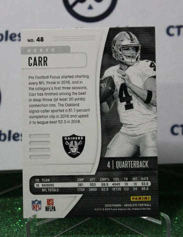 2019 PANINI ABSOLUTE DEREK CARR # 48 NFL OAKLAND RAIDERS GRIDIRON CARD