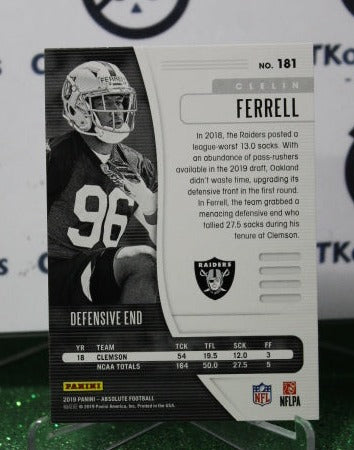 2019 PANINI ABSOLUTE CLELIN FERRELL # 181 ROOKIE NFL OAKLAND RAIDERS GRIDIRON CARD