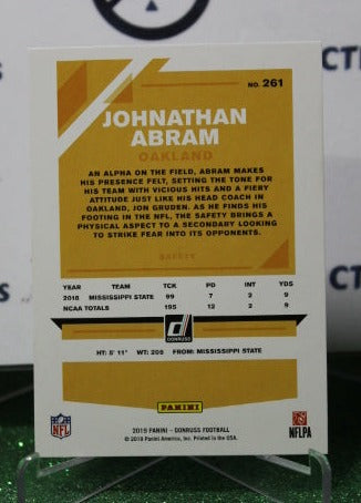 2019 PANINI DONRUSS JOHNATHAN ABRAM # 261 ROOKIE NFL OAKLAND RAIDERS GRIDIRON CARD