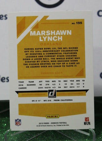 2019 PANINI DONRUSS MARSHAWN LYNCH # 195 NFL OAKLAND RAIDERS GRIDIRON CARD