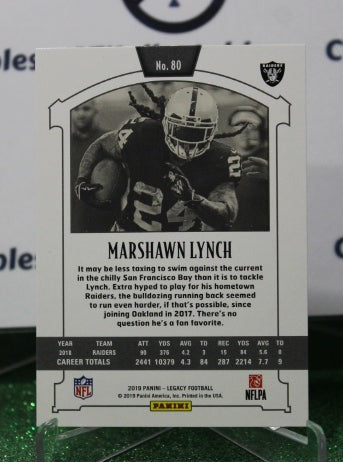 2019 PANINI LEGACY MARSHAWN LYNCH # 80 NFL OAKLAND RAIDERS GRIDIRON CARD