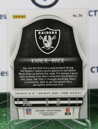2019 PANINI CERTIFIED KHALIL MACK # 70 NFL OAKLAND RAIDERS GRIDIRON CARD