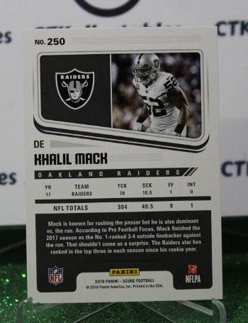 2018 PANINI SCORE KHALIL MACK # 250 NFL OAKLAND RAIDERS GRIDIRON CARD
