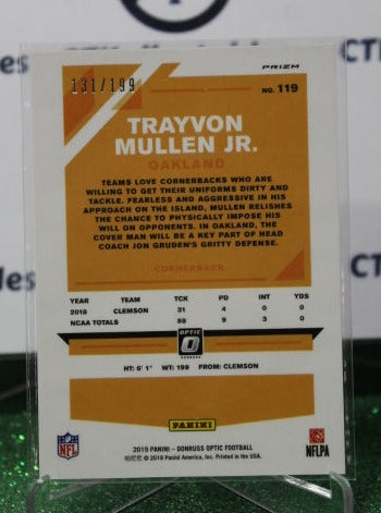2019 PANINI DONRUSS OPTIC TRAYVON MULLEN JR. # 119 PRIZM 131/199 ROOKIE NFL OAKLAND RAIDERS GRIDIRON CARD