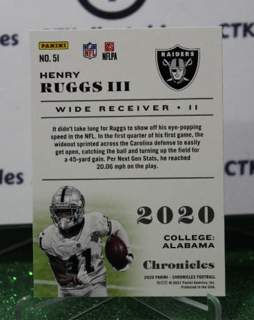 2020 PANINI CHRONICLES HENRY RUGGS III # 51 ROOKIE NFL OAKLAND RAIDERS GRIDIRON CARD
