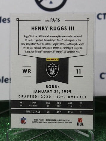 2020 PANINI CHRONICLES HENRY RUGGS III # PA-16 ROOKIE NFL OAKLAND RAIDERS GRIDIRON CARD