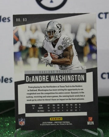 2019 PANINI PRESTIGE DeANDRE WASHINGTON # 83 NFL OAKLAND RAIDERS GRIDIRON CARD