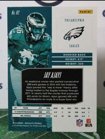 2018 PANINI ABSOLUTE JAY AJAYI # 82 NFL PHILADELPHIA EAGLES GRIDIRON CARD