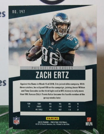 2019 PANINI PRESTIGE ZACH ERTZ # 147 NFL PHILADELPHIA EAGLES GRIDIRON CARD