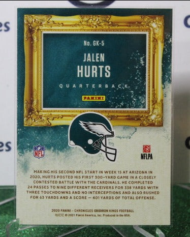 2020 PANINI CHRONICLES GRIDIRON KINGS JALEN HURTS # GK-5 ROOKIE NFL PHILADELPHIA EAGLES GRIDIRON CARD