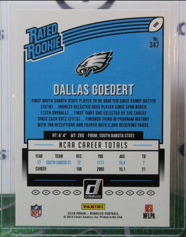 2018 PANINI DONRUSS DALLES GOEDERT # 347 RATED ROOKIE NFL PHILADELPHIA EAGLES GRIDIRON CARD