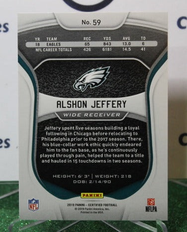 2019 PANINI CERTIFIED ALSHON JEFFERY # 59 NFL PHILADELPHIA EAGLES GRIDIRON CARD