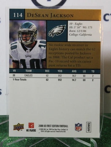 2009 UPPER DECK DESEAN JACKSON # 114 GOLD NFL PHILADELPHIA EAGLES GRIDIRON CARD