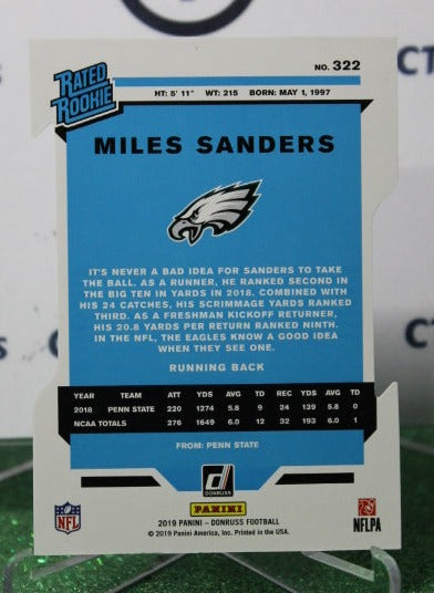2019 PANINI DONRUSS PRESS PROOF MILES SANDERS # 322 RATED ROOKIE SILVER DIE CUT 33/75 NFL PHILADELPHIA EAGLES GRIDIRON CARD