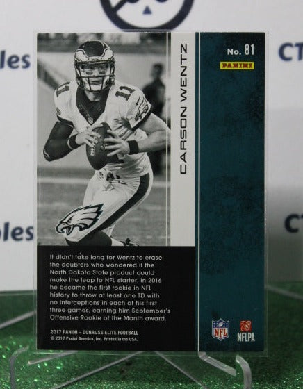 2017 PANINI DONRUSS ELITE CARSON WENTZ # 81 NFL PHILADELPHIA EAGLES GRIDIRON CARD