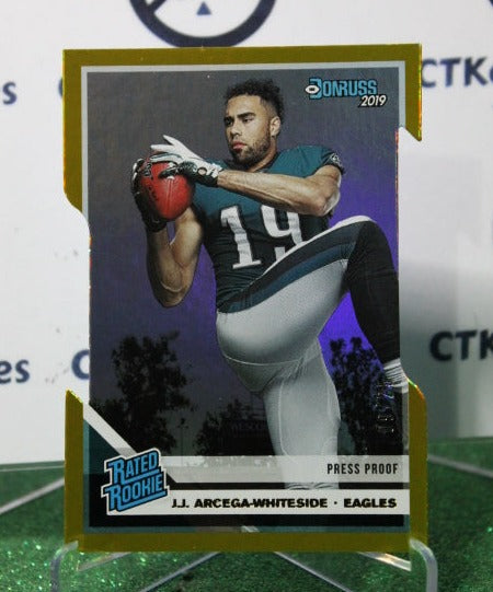 2019 PANINI DONRUSS PRESS PROOF J.J. ARCEGA WHITESIDE # 323 RATED ROOKIE GOLD DIE CUT 09/25 NFL PHILADELPHIA EAGLES GRIDIRON CARD