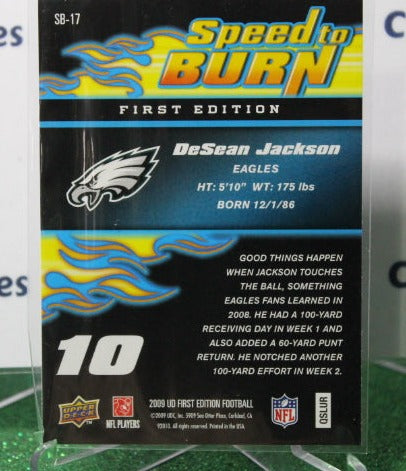 2009 UPPER DECK DeSEAN JACKSON # SB-17 SPEED TO BURN NFL PHILADELPHIA EAGLES GRIDIRON CARD
