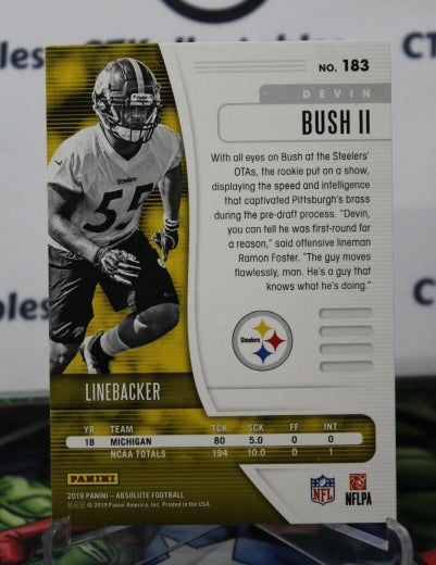 2019 PANINI ABSOLUTE DEVIN BUSH II # 183 ROOKIE NFL PITTSBURGH STEELERS GRIDIRON CARD
