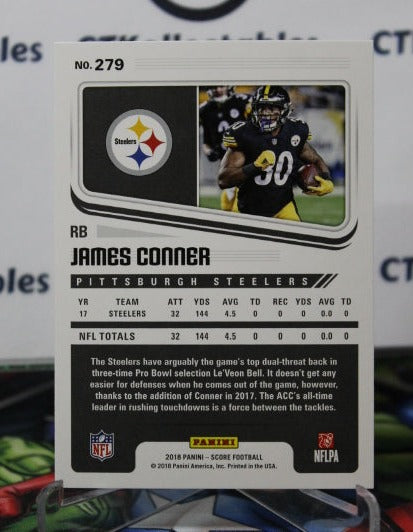 2018 PANINI SCORE JAMES CONNER # 279 NFL PITTSBURGH STEELERS GRIDIRON CARD