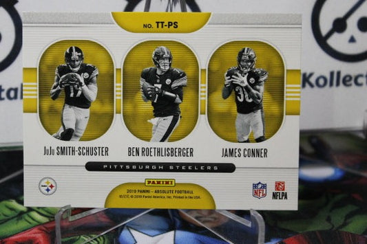 2019 PANINI ABSOLUTE TEAM TRIOS # TT-PS SCHUSTER ROETHLIBERGER CORNNER NFL PITTSBURGH STEELERS GRIDIRON CARD