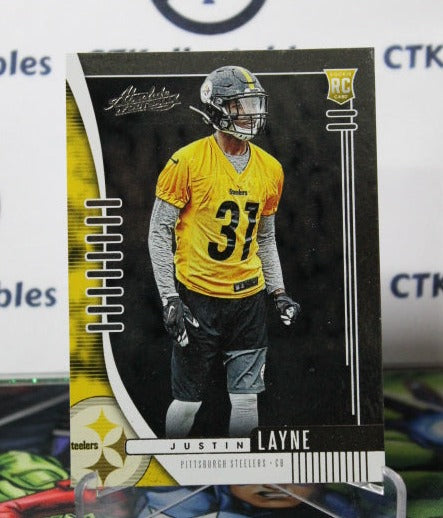 2019 PANINI ABSOLUTE JUSTIN LAYNE # 184 ROOKIE NFL PITTSBURGH STEELERS GRIDIRON CARD