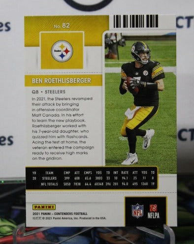 2021 PANINI CONTENDERS BEN ROETHLISBERGER # 82 SEASON TICKET NFL PITTSBURGH STEELERS GRIDIRON CARD