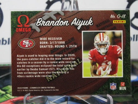 2020 PANINI CHRONICLES OMEGA BRANDON AIYUK # O-18 ROOKIE NFL SAN FRANCISCO 49ERS GRIDIRON CARD