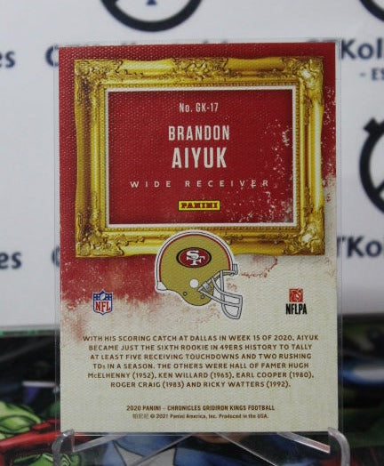 2020 PANINI CHRONICLES GRIDIRON KINGS BRANDON AIYUK # GK-17 ROOKIE NFL SAN FRANCISCO 49ERS GRIDIRON CARD