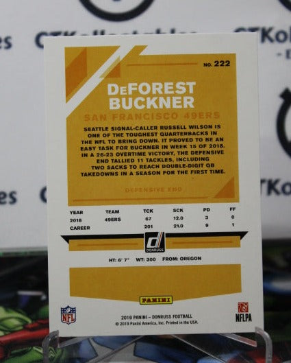 2019 PANINI DONRUSS DeFOREST BUCKNER # 222 NFL SAN FRANCISCO 49ERS GRIDIRON CARD