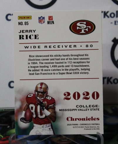2020 PANINI CHRONICLES JERRY RICE # 85 NFL SAN FRANCISCO 49ERS GRIDIRON CARD