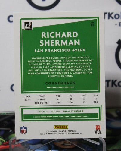 2020 PANINI DONRUSS RICHARD SHERMAN # 13 NFL SAN FRANCISCO 49ERS GRIDIRON CARD