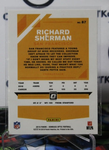 2019 PANINI DONRUSS OPTIC RICHARD SHERMAN # 87 NFL SAN FRANCISCO 49ERS GRIDIRON CARD