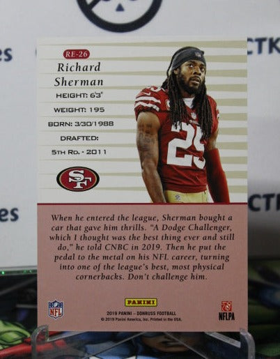 2019 PANINI DONRUSS RICHARD SHERMAN # RE-26 NFL SAN FRANCISCO 49ERS GRIDIRON CARD