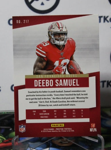 2019 PANINI PRESTIGE DEEBO SAMUEL # 217 ROOKIE NFL SAN FRANCISCO 49ERS GRIDIRON CARD