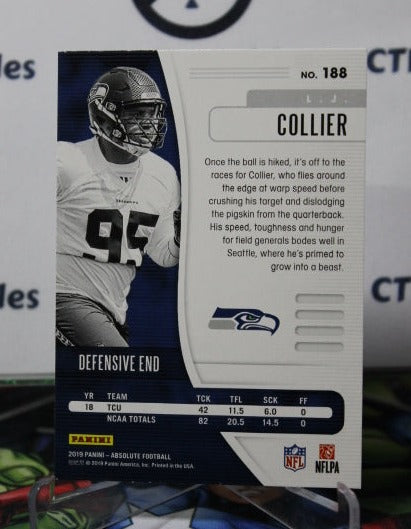 2019 ABSOLUTE L.J. COLLIER # 188 ROOKIE NFL SEATTLE SEAHAWKS GRIDIRON CARD